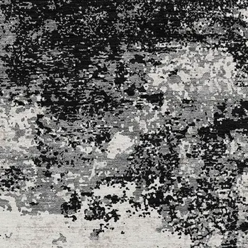 8' X 10' Black Gray And Ivory Abstract Washable Indoor Outdoor Area Rug