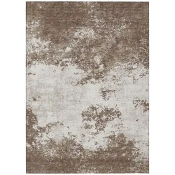 3' X 5' Brown And Beige Abstract Washable Indoor Outdoor Area Rug