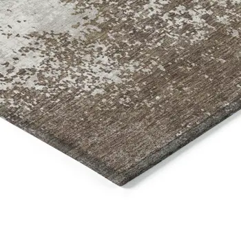 5' X 8' Brown And Beige Abstract Washable Indoor Outdoor Area Rug