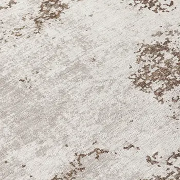 8' Brown And Beige Round Abstract Washable Indoor Outdoor Area Rug