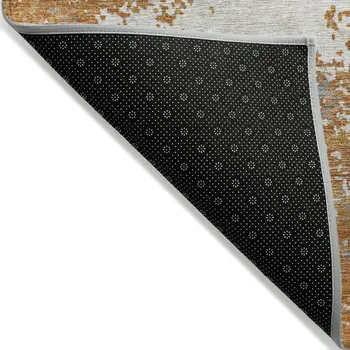 8' X 10' Copper Gray And Beige Abstract Washable Indoor Outdoor Area Rug
