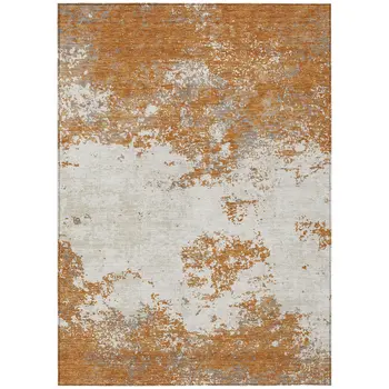 9' X 12' Copper Gray And Beige Abstract Washable Indoor Outdoor Area Rug