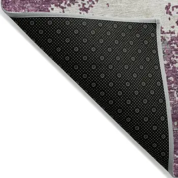 8' X 10' Eggplant Gray And Ivory Abstract Washable Indoor Outdoor Area Rug