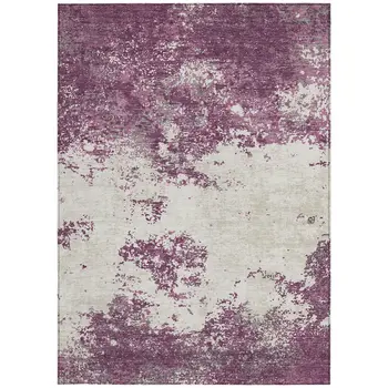 9' X 12' Eggplant Gray And Ivory Abstract Washable Indoor Outdoor Area Rug