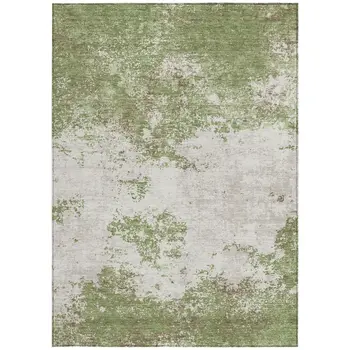 3' X 5' Green And Gray Abstract Washable Indoor Outdoor Area Rug