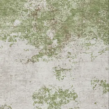 5' X 8' Green And Gray Abstract Washable Indoor Outdoor Area Rug