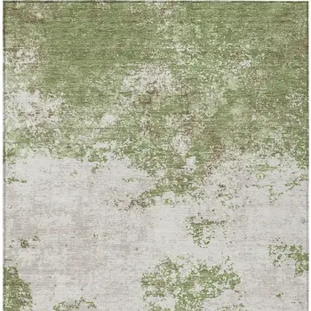 8' X 10' Green And Gray Abstract Washable Indoor Outdoor Area Rug