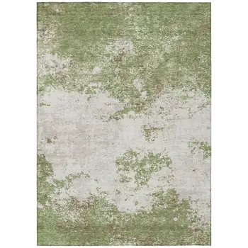 8' X 10' Green And Gray Abstract Washable Indoor Outdoor Area Rug