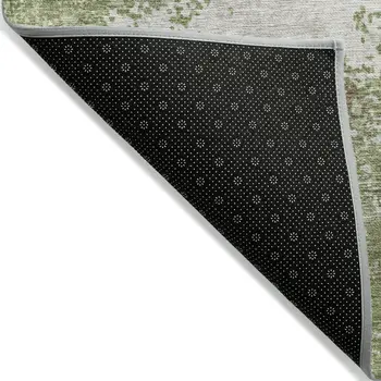 8' X 10' Green And Gray Abstract Washable Indoor Outdoor Area Rug