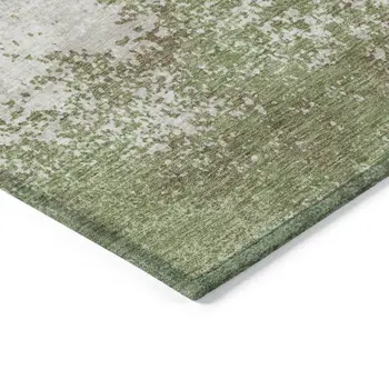 8' X 10' Green And Gray Abstract Washable Indoor Outdoor Area Rug