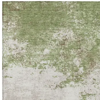 8' X 10' Green And Gray Abstract Washable Indoor Outdoor Area Rug