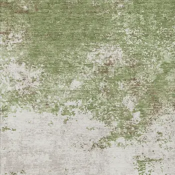 9' X 12' Green And Gray Abstract Washable Indoor Outdoor Area Rug