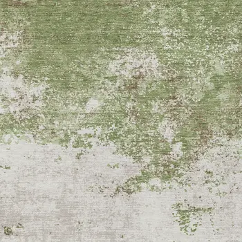 10' X 14' Green And Gray Abstract Washable Indoor Outdoor Area Rug