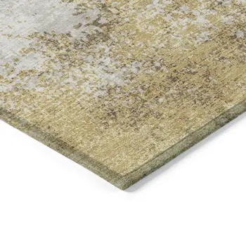 3' X 5' Gold Brown And Beige Abstract Washable Indoor Outdoor Area Rug