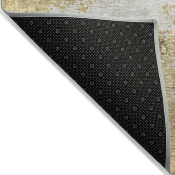 9' X 12' Gold Brown And Beige Abstract Washable Indoor Outdoor Area Rug