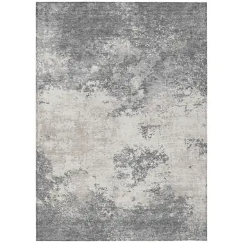 3' X 5' Gray And Beige Abstract Washable Indoor Outdoor Area Rug