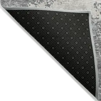 3' X 5' Gray And Beige Abstract Washable Indoor Outdoor Area Rug