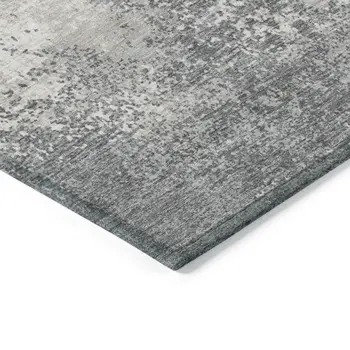 3' X 5' Gray And Beige Abstract Washable Indoor Outdoor Area Rug