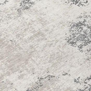 8' Gray And Beige Round Abstract Washable Indoor Outdoor Area Rug