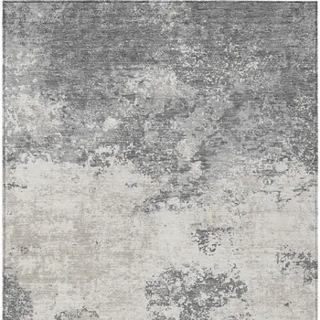 10' X 14' Gray And Beige Abstract Washable Indoor Outdoor Area Rug