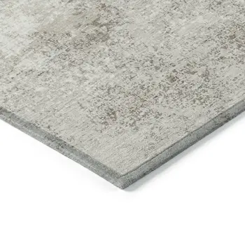3' X 5' Ivory And Beige Abstract Washable Indoor Outdoor Area Rug