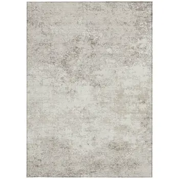 5' X 8' Ivory And Beige Abstract Washable Indoor Outdoor Area Rug