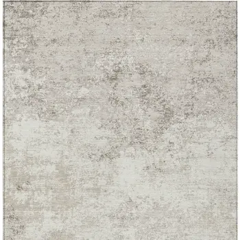 8' X 10' Ivory And Beige Abstract Washable Indoor Outdoor Area Rug