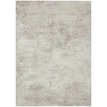 8' X 10' Ivory And Beige Abstract Washable Indoor Outdoor Area Rug