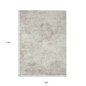 9' X 12' Ivory And Beige Abstract Washable Indoor Outdoor Area Rug