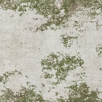 8' X 10' Olive Green Gray And Ivory Abstract Washable Indoor Outdoor Area Rug