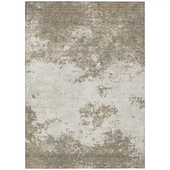3' X 5' Taupe And Beige Abstract Washable Indoor Outdoor Area Rug