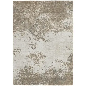 8' X 10' Taupe And Beige Abstract Washable Indoor Outdoor Area Rug