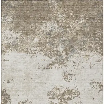 10' X 14' Taupe And Beige Abstract Washable Indoor Outdoor Area Rug