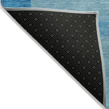 5' X 8' Aqua Green And Pink Abstract Washable Indoor Outdoor Area Rug