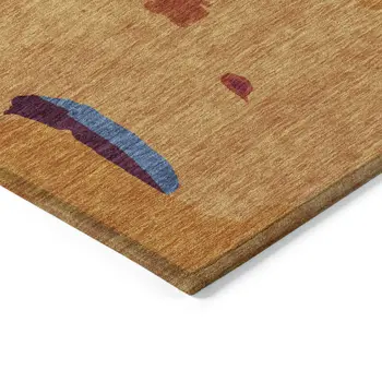 3' X 5' Copper Gray And Burgundy Abstract Washable Indoor Outdoor Area Rug