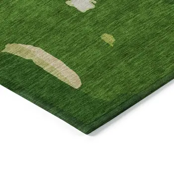 3' X 5' Green Copper And Brown Abstract Washable Indoor Outdoor Area Rug