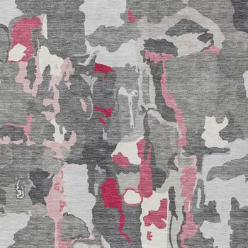 5' X 8' Gray Charcoal And Pink Abstract Washable Indoor Outdoor Area Rug