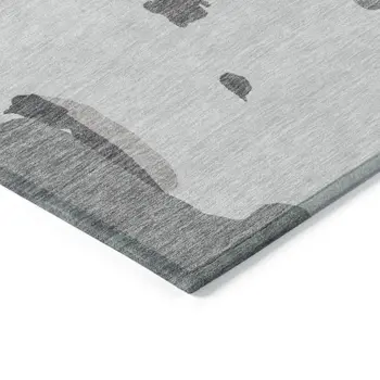 9' X 12' Gray Charcoal And Pink Abstract Washable Indoor Outdoor Area Rug
