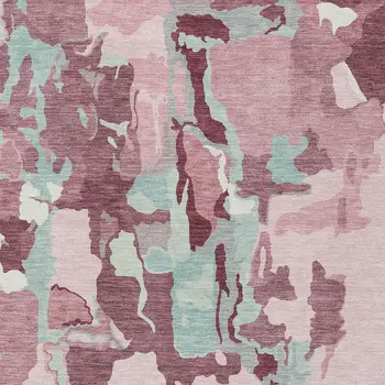 3' X 5' Pink And Gray Abstract Washable Indoor Outdoor Area Rug