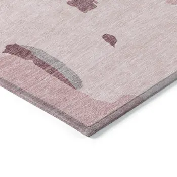 10' X 14' Pink And Gray Abstract Washable Indoor Outdoor Area Rug