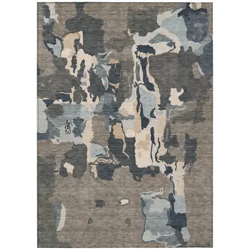8' X 10' Taupe Gray And Beige Abstract Washable Indoor Outdoor Area Rug
