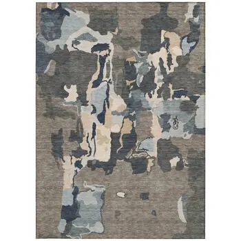 8' X 10' Taupe Gray And Beige Abstract Washable Indoor Outdoor Area Rug