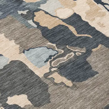 8' X 10' Taupe Gray And Beige Abstract Washable Indoor Outdoor Area Rug