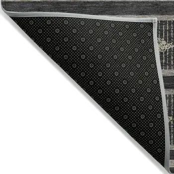 10' X 14' Black And Beige Geometric Washable Indoor Outdoor Area Rug