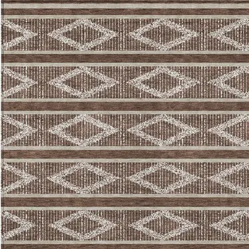 5' X 8' Brown And Beige Geometric Washable Indoor Outdoor Area Rug