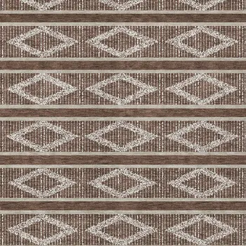 9' X 12' Brown And Beige Geometric Washable Indoor Outdoor Area Rug