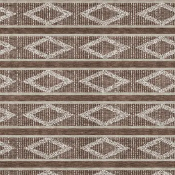 10' X 14' Brown And Beige Geometric Washable Indoor Outdoor Area Rug