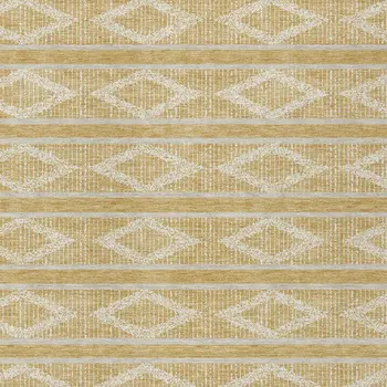 9' X 12' Gold And Ivory Geometric Washable Indoor Outdoor Area Rug