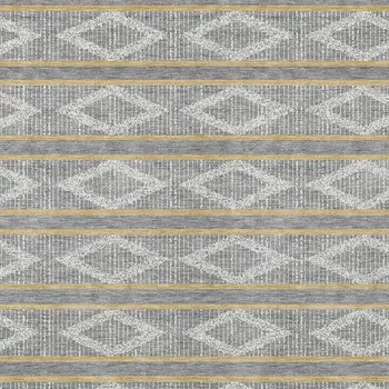 5' X 8' Gray Ivory And Brown Geometric Washable Indoor Outdoor Area Rug
