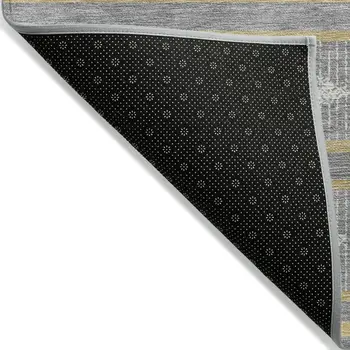 8' X 10' Gray Ivory And Brown Geometric Washable Indoor Outdoor Area Rug
